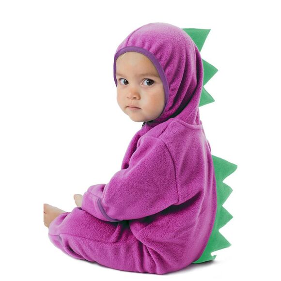 Cuddle Club Dino Fleece Bunting Suit Rollover Cuffs Halloween Costume Purple 3-6 - Picture 1 of 7